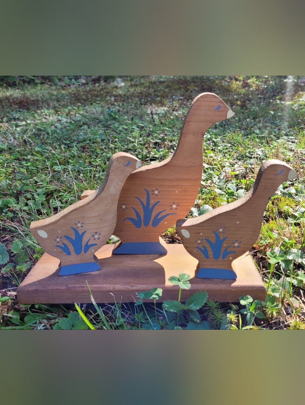 Mother Goose Goslings Wooden Farm Art Farmhouse Cottagecore Vintage